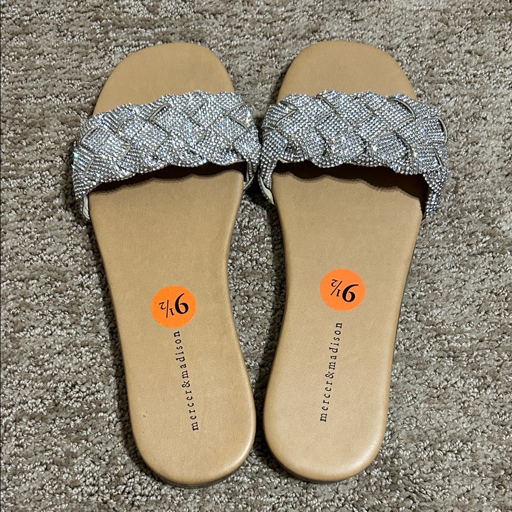 Mercer & Madison Silver Woven Sandals